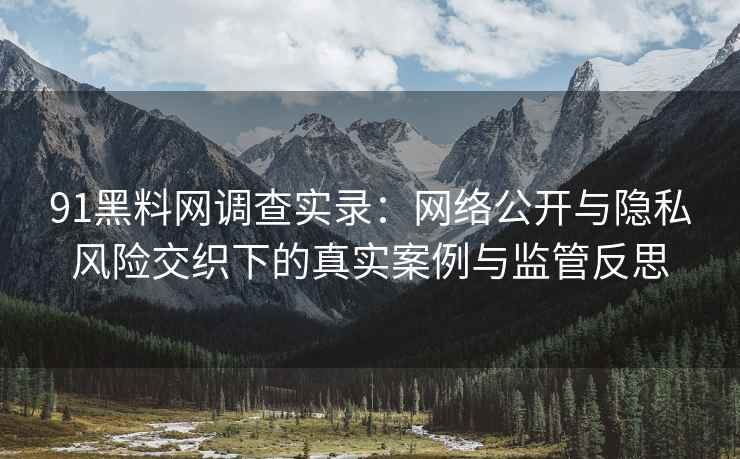 91黑料网调查实录：网络公开与隐私风险交织下的真实案例与监管反思